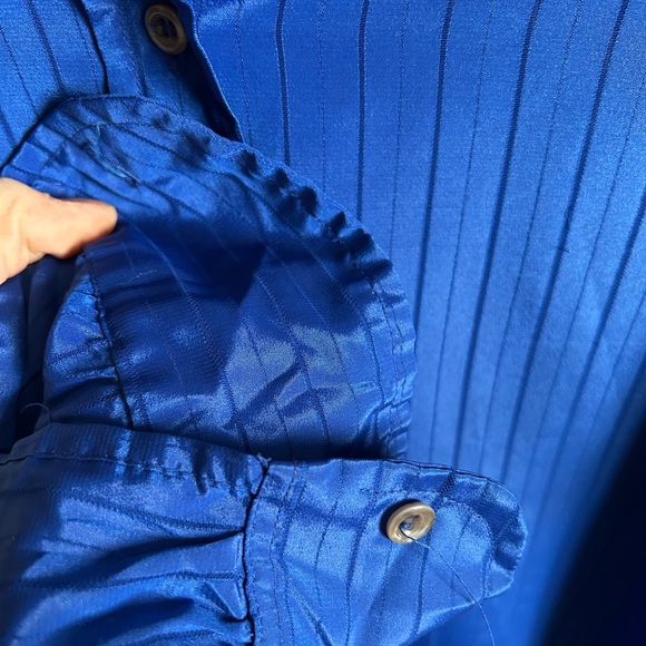 14 Diane Von Furstenberg for Camicetta Striped Blue Shirt EUC - Picture 3 of 4